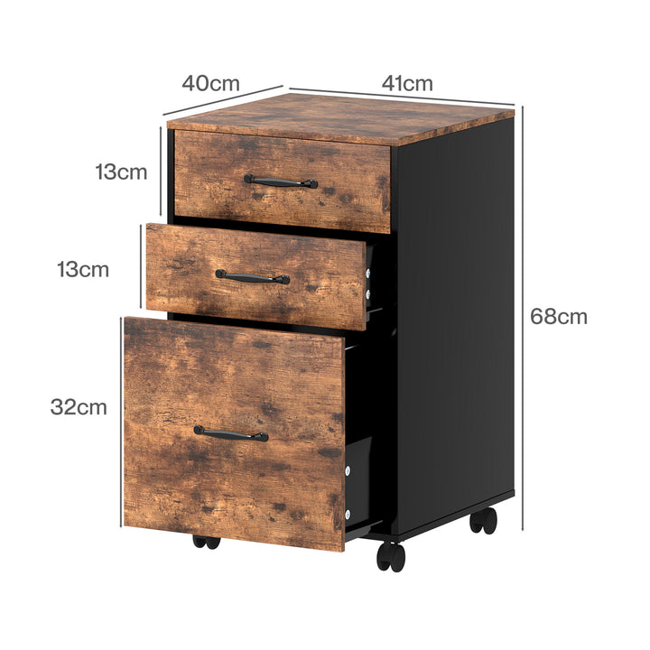 3-Drawer File Cabinet Mobile Filing Storage Cabinet Organiser Home Office
