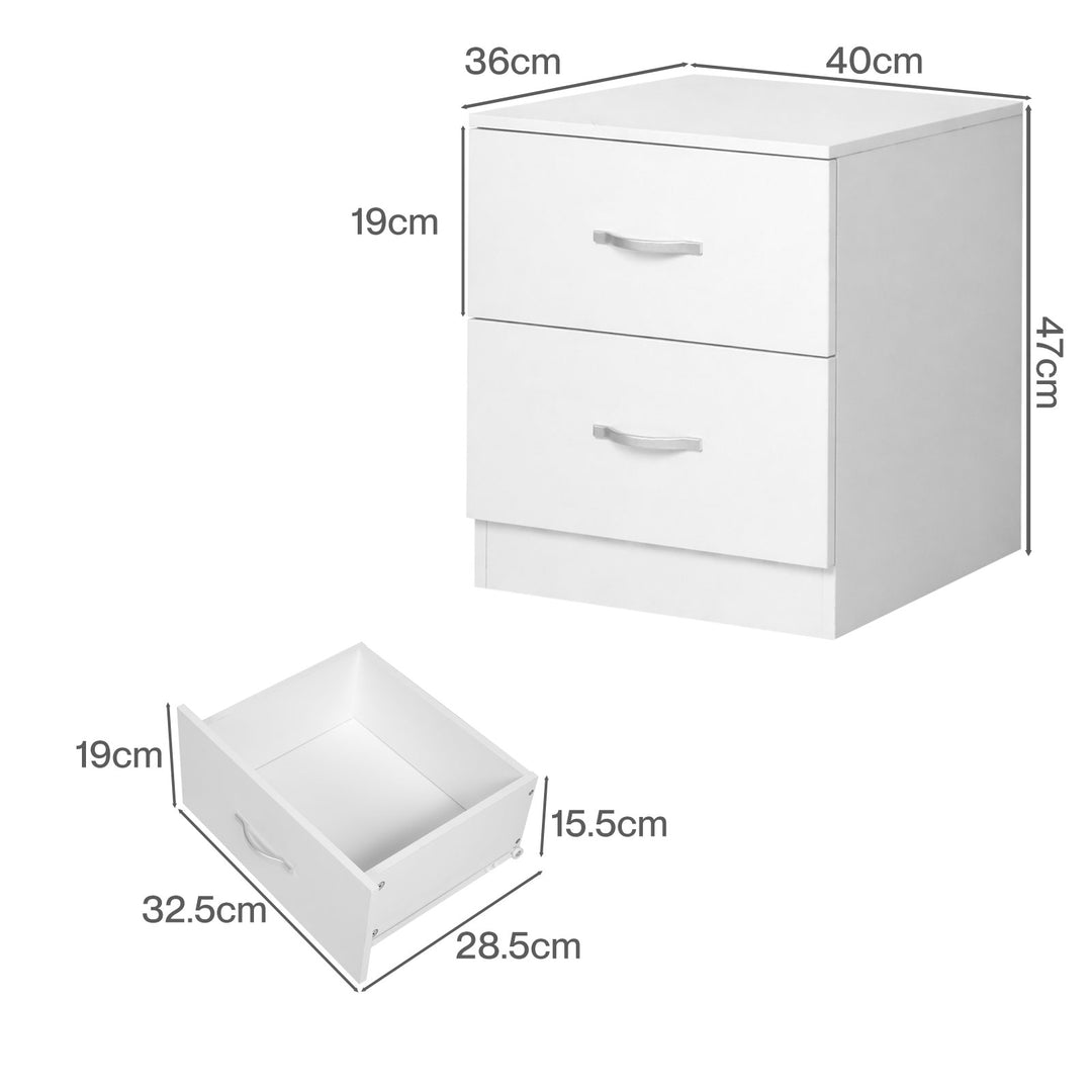Bedside Table Side Table 2 Drawers Storage Nightstand Bedroom Cabinet