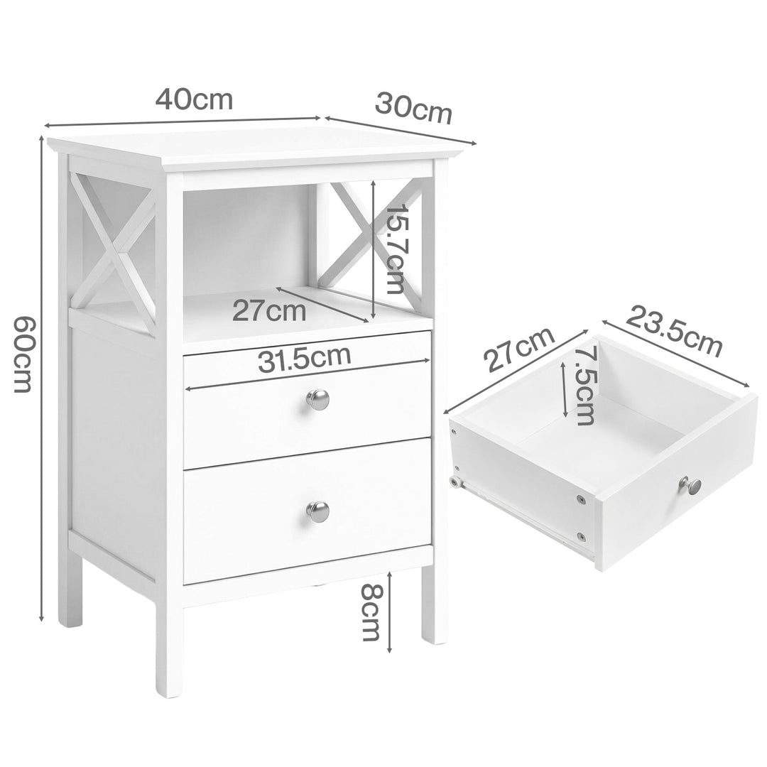 Bedside Table Nightstand Side End Table 2 Drawers Storage Bedroom Cabinet