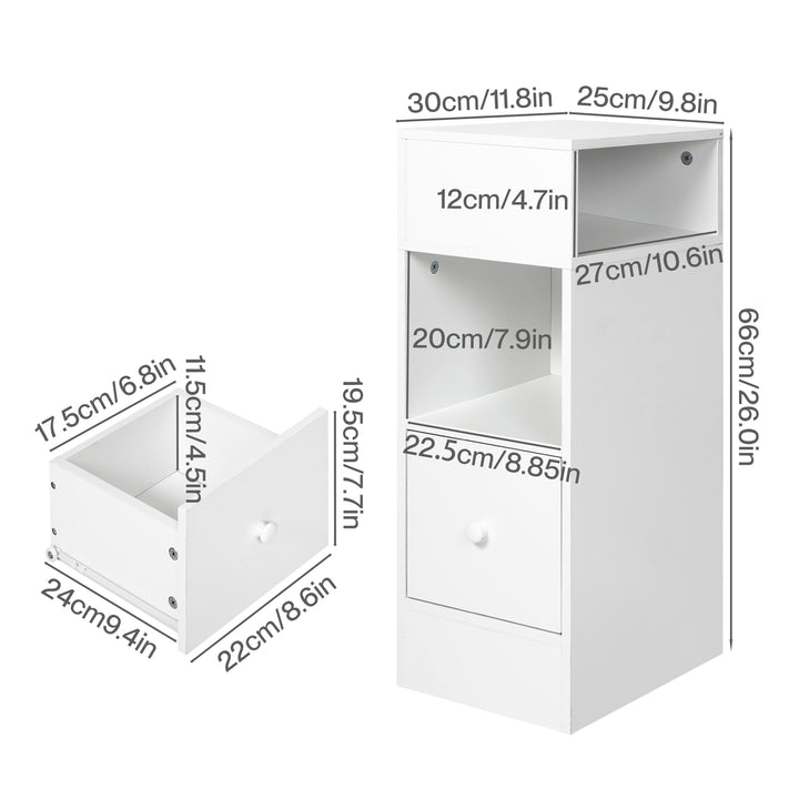 Slim Bedside Table Nightstand Side End Table Storage Bedroom Cabinet