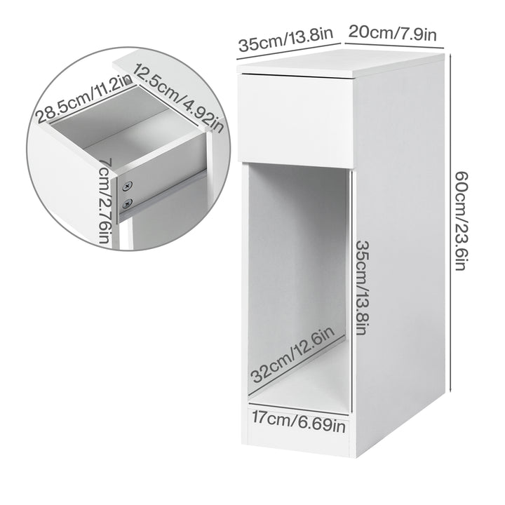 Slim Bedside Table Nightstand Side Table Storage Bedroom Narrow Cabinet