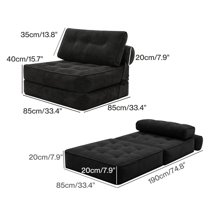 3 in 1 Convertible Sofa Bed Foldable Single Sleeper Chair Living Room