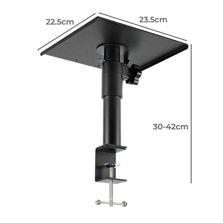 2x Desk Clamp Speaker Stands Set Adjustable Rotatable Monitor CD Player