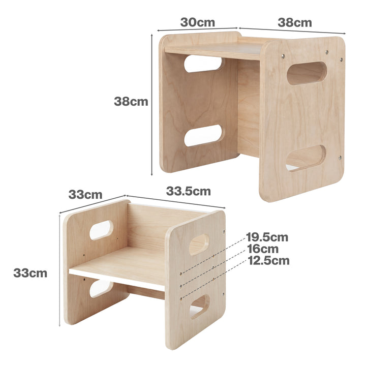 Kids Table and Chair Set Dining Adjustable Toddler Activity Desk Wood