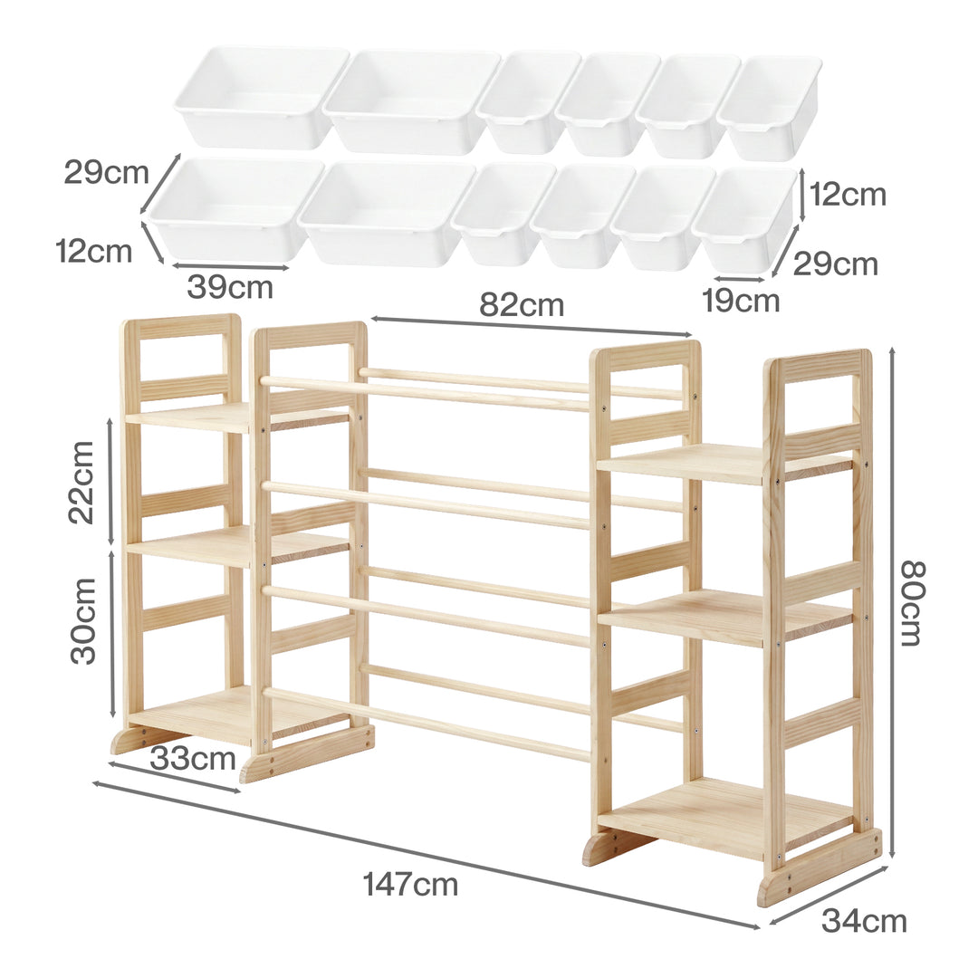 Kids Toy Box Organiser 12 Bins 6 Shelves Display Storage Rack Playroom