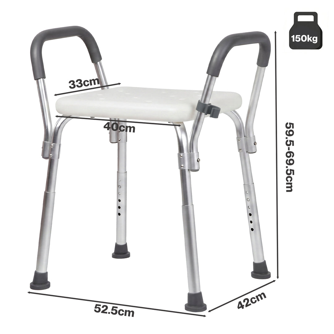 Adjustable Shower Chair Bath Seat with Arms Portable Non Slip Bathroom