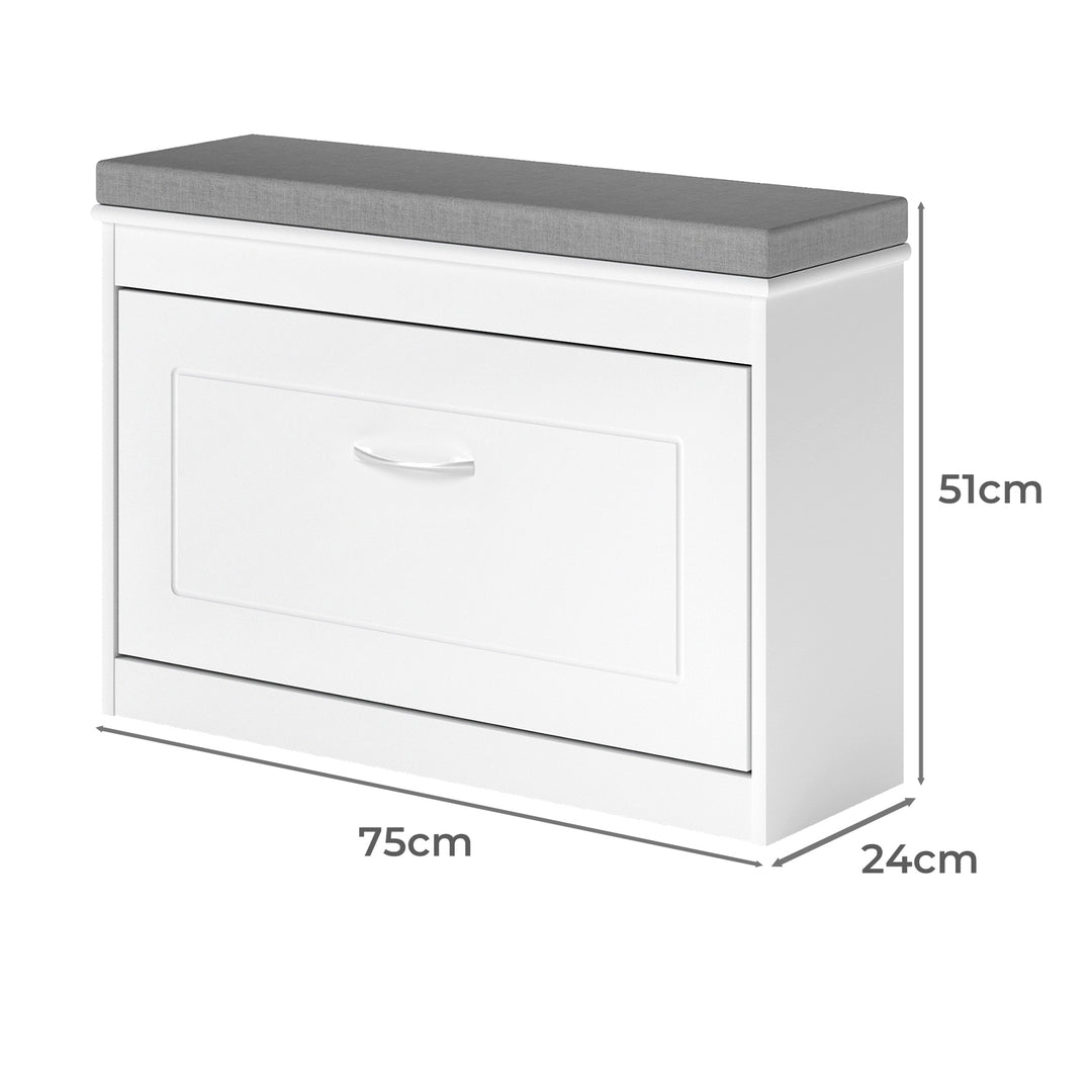 75cm Shoe Rack Storage Cabinet Bench Cosy Padded Seat Organiser Cupboard