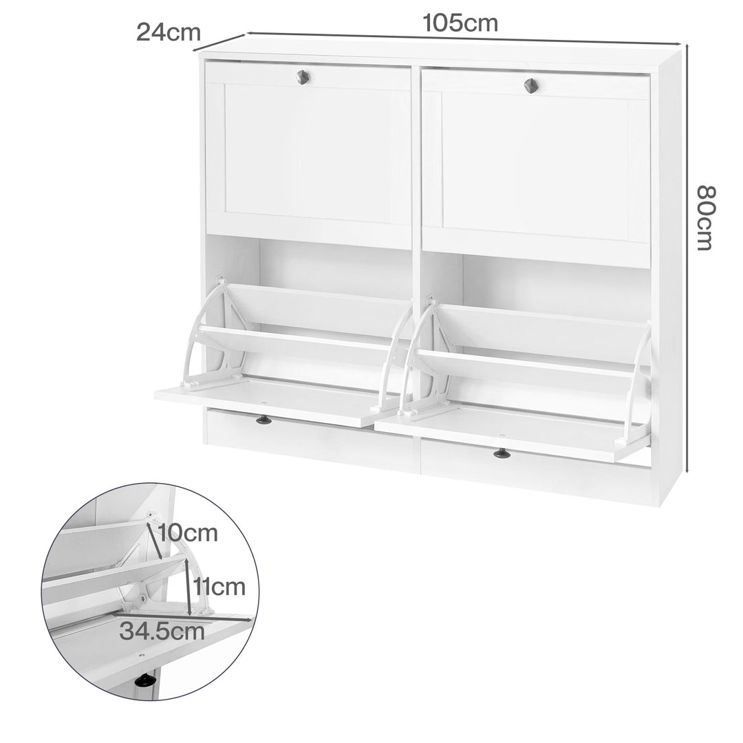 Shoe Cabinet 4 Flip Drawers Vertical Storage Rack Organiser Entryway