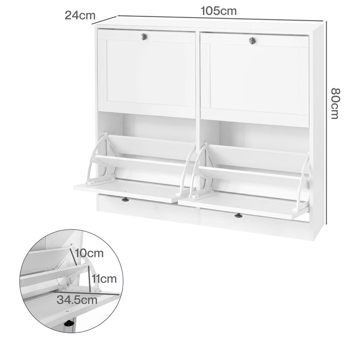 Shoe Cabinet 4 Flip Drawers Vertical Storage Rack Organiser Entryway