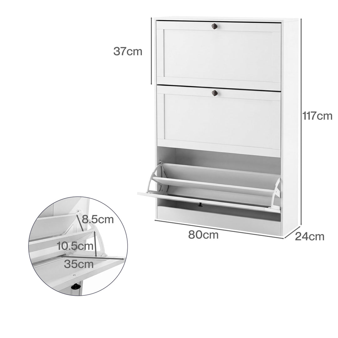 Shoe Cabinet 3 Flip Drawers Adjustable Shelf Shoe Organiser Storage Rack