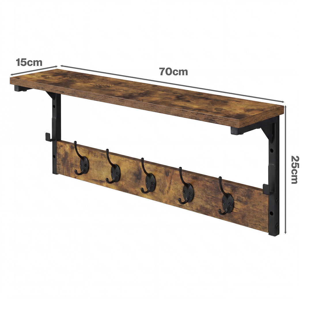 Coat Rack Shelf Wall Mounted 7 Hooks Wall Floating Hat Rack Living Room