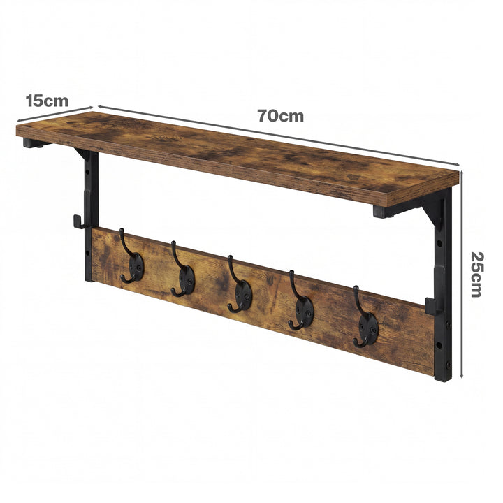 Coat Rack Shelf Wall Mounted 7 Hooks Wall Floating Hat Rack Living Room