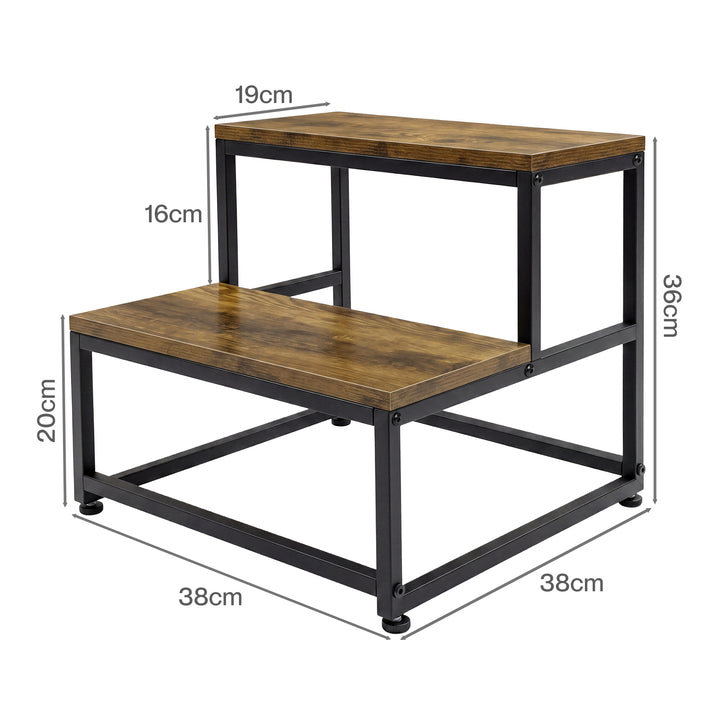 2-Step Stool Non Slip Portable Bathroom Kitchen Kids Adult Pet Use Brown