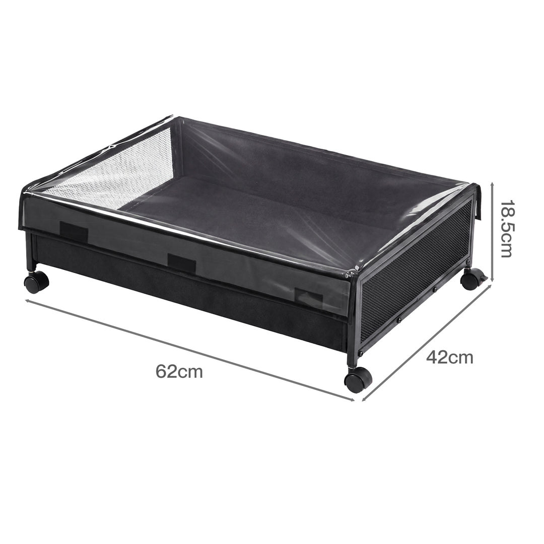 Under Bed Storage Box 2PCS Wheels Clothes Organizer Dustproof 2 x 48L