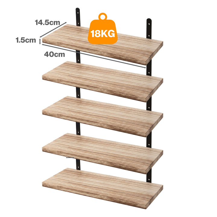 Floating Wall Shelves 5Pcs Wood Wall Mounted Rustic Display Rack Bedroom