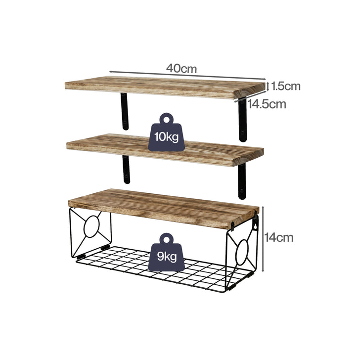 Floating Wall Shelf 3 Pcs DIY Wall Mount Shelves Book Display Rack Basket