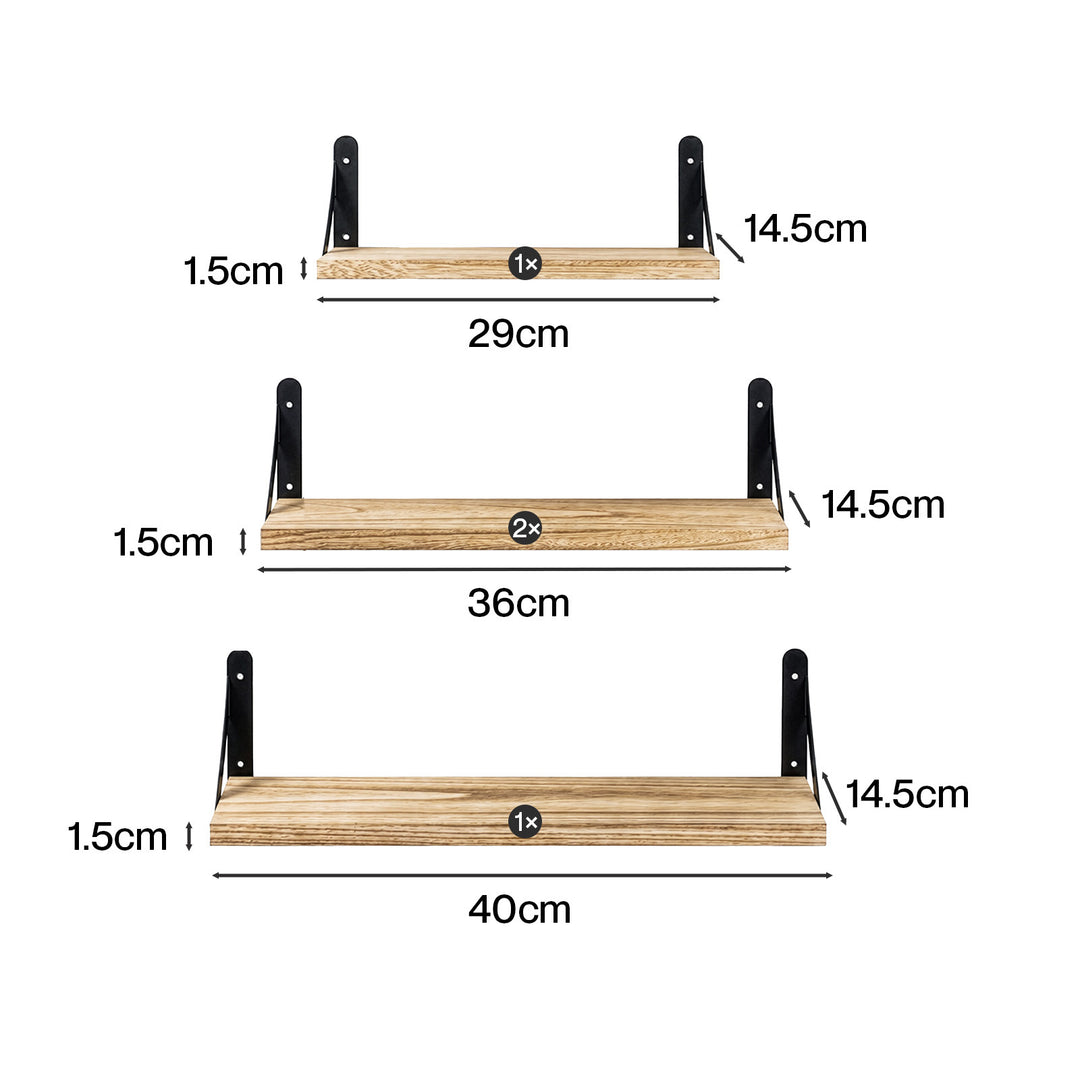 Floating Wall Shelves 4Pcs Rustic Wood Storage Display Rack Bookshelf