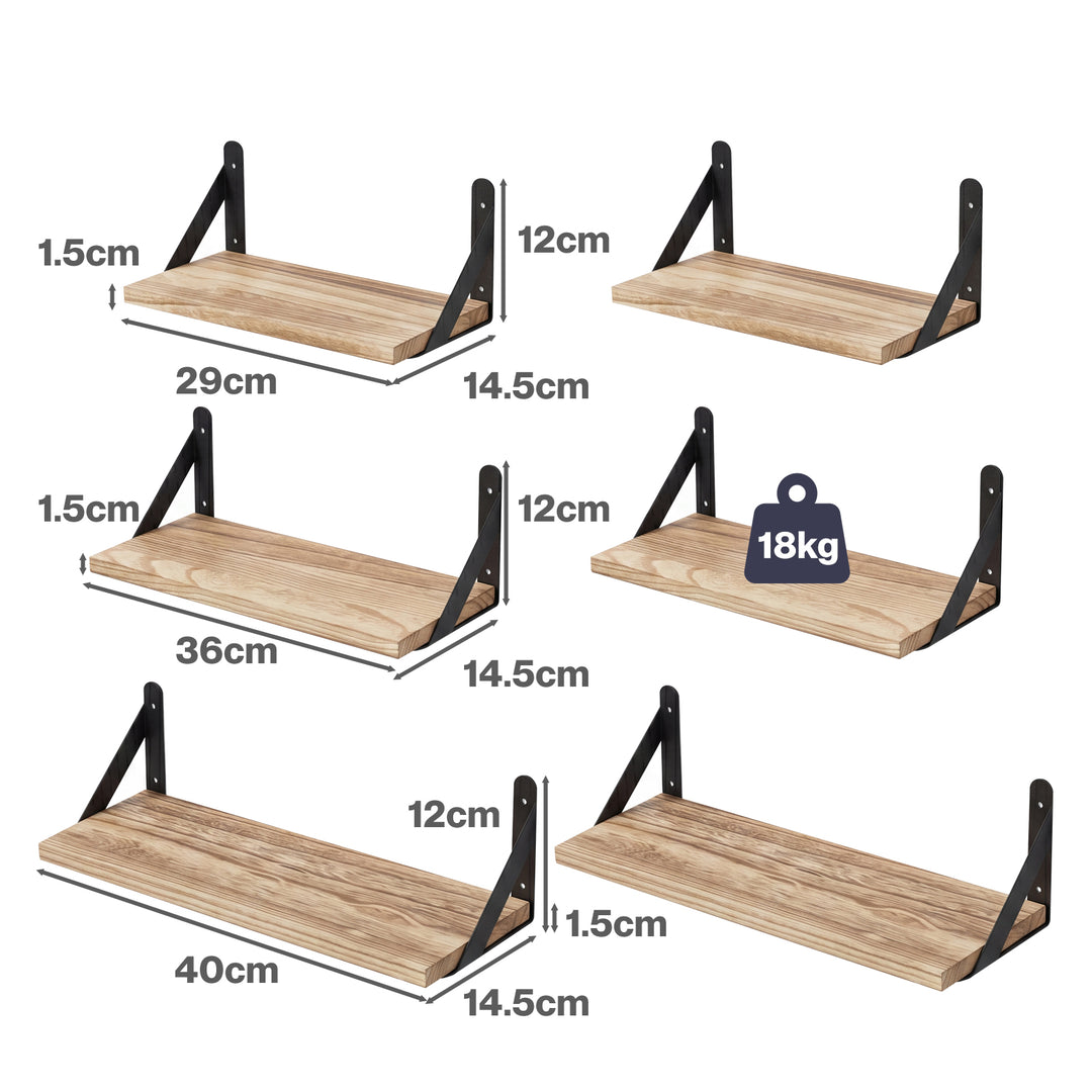Floating Wall Shelves 6 Pcs Wall Mounted Display Bookshelf Rack Kitchen