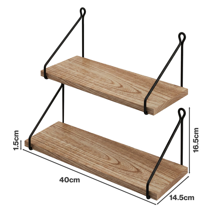 Floating Wall Mounted Shelves Rustic 2Pcs Storage Display Bedroom Kitchen
