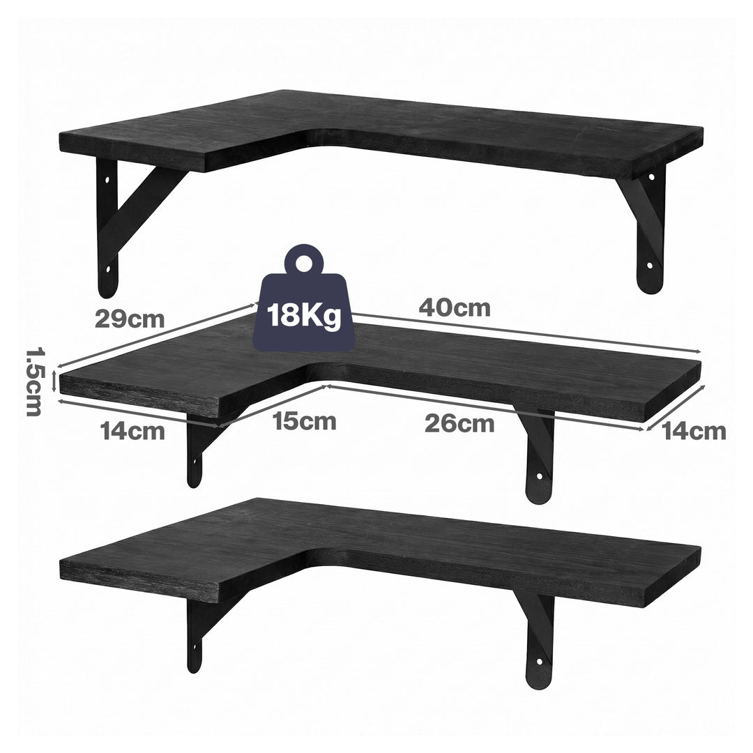 Corner Floating Shelves 3Pcs L-Shaped Wall-Mounted Living Room Storage