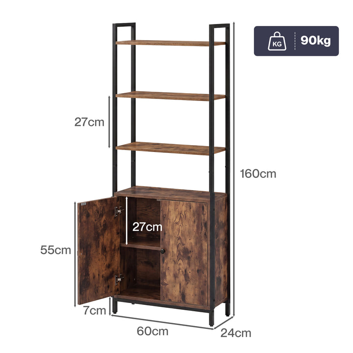6 Tier Bookshelf Storage Cabinet Bookcase Display Adjustable Shelves Door