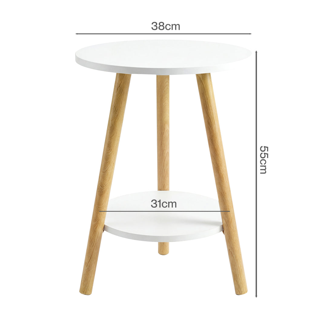 Round Coffee Table 2-Layer Living Room End Tables Bedroom Side Table