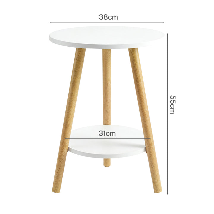 Round Coffee Table 2-Layer Living Room End Tables Bedroom Side Table