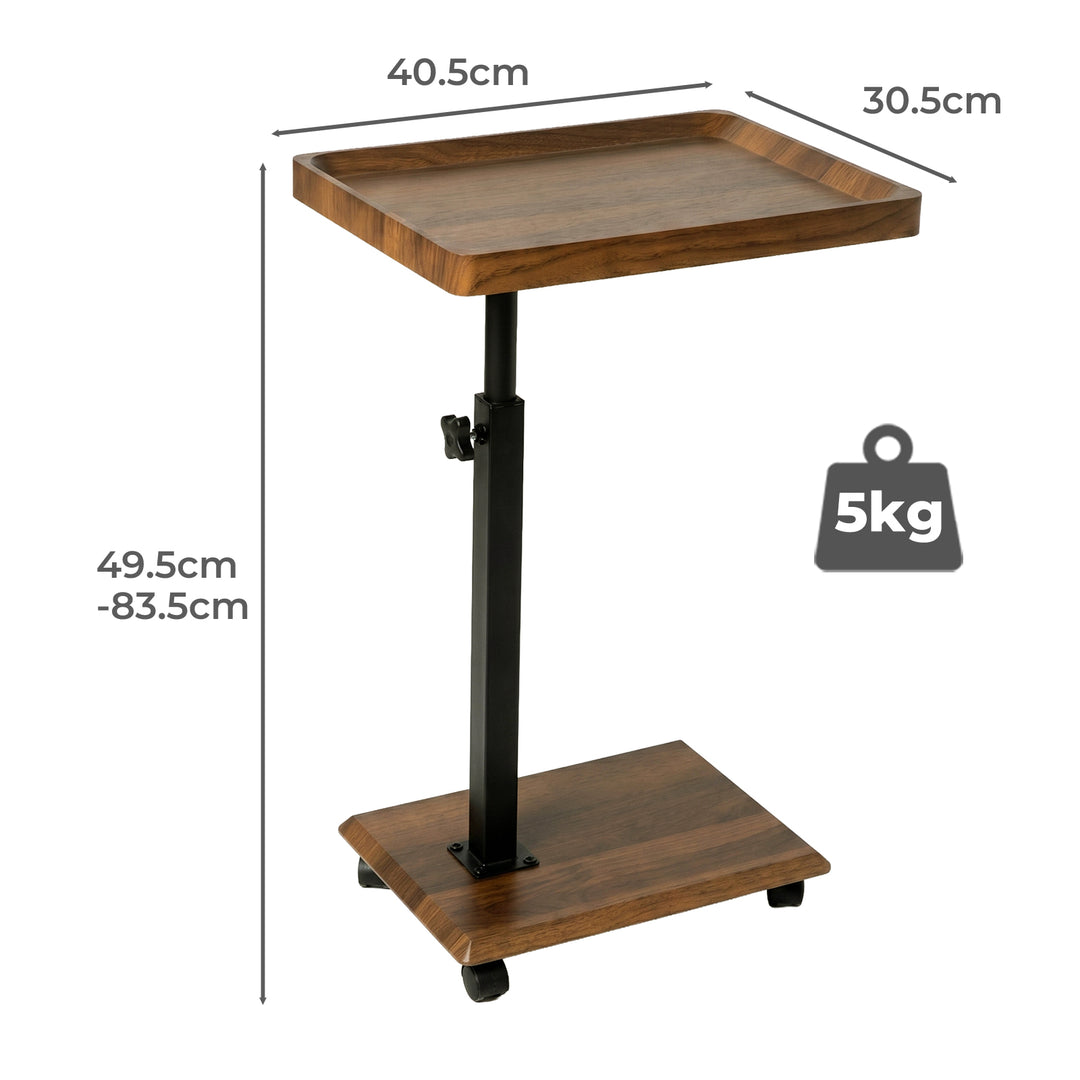 C Shaped Side Table Height Adjustable Rolling 360° Swivel Top End Table