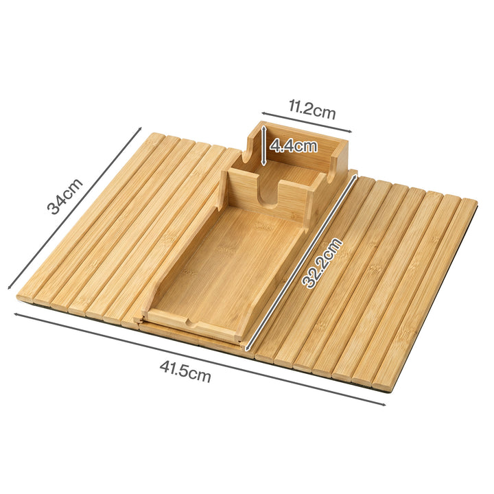 Bamboo Sofa Arm Tray Cup Holder Detachable Couch Side Table Non-Slip
