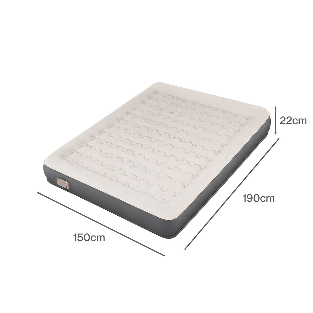 Inflatable Mattress TPU Air Bed with Pillow Pump Camping Double Grey