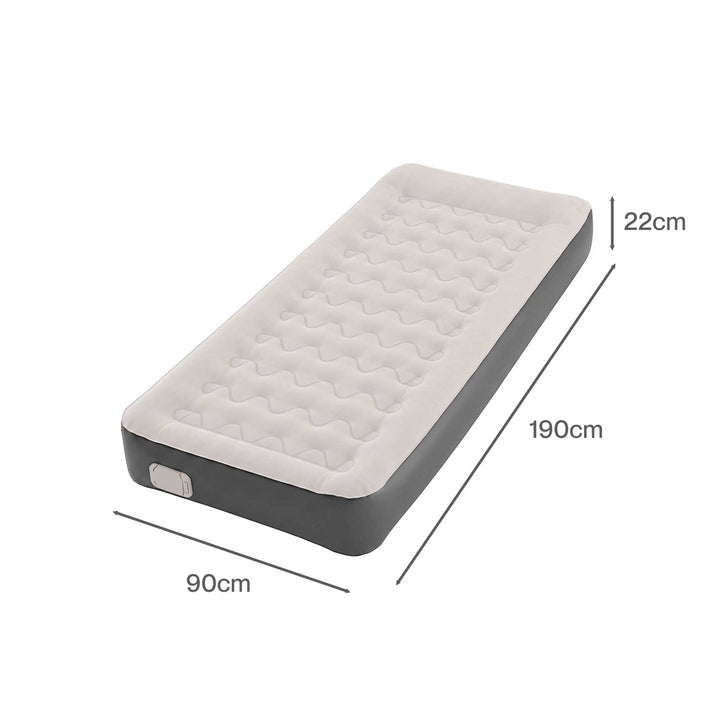 Inflatable Mattress TPU Air Bed with Pillow Pump Camping Single Grey