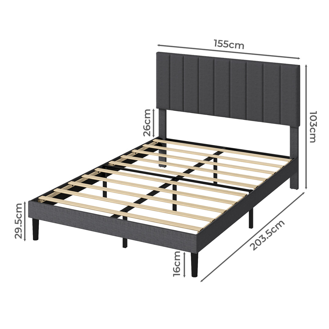 Bed Frame Upholstered Headboard Bedroom Mattress Sturdy Base