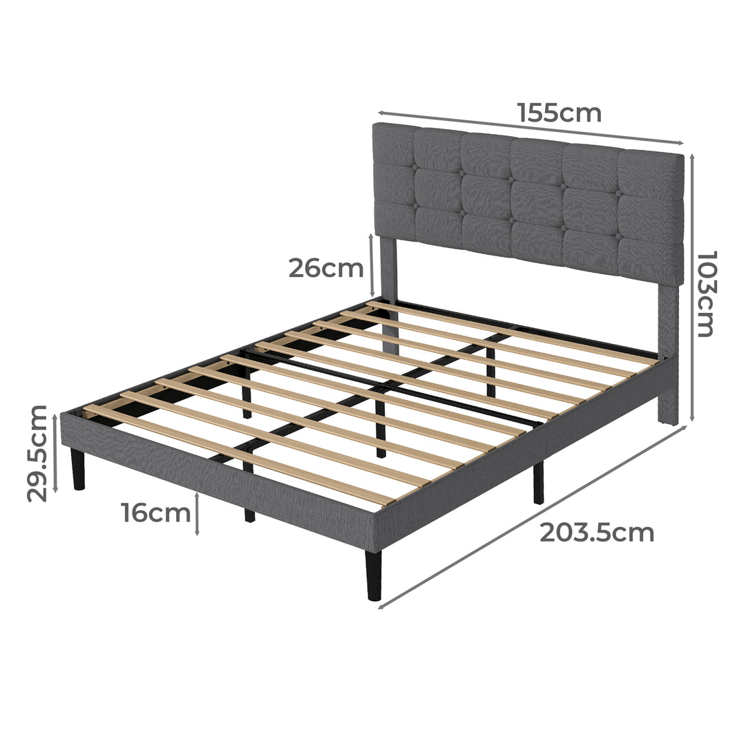 Bed Frame Upholstered Soft Headboard Bedroom Mattress Sturdy Base