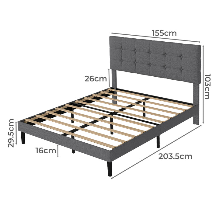 Bed Frame Upholstered Soft Headboard Bedroom Mattress Sturdy Base