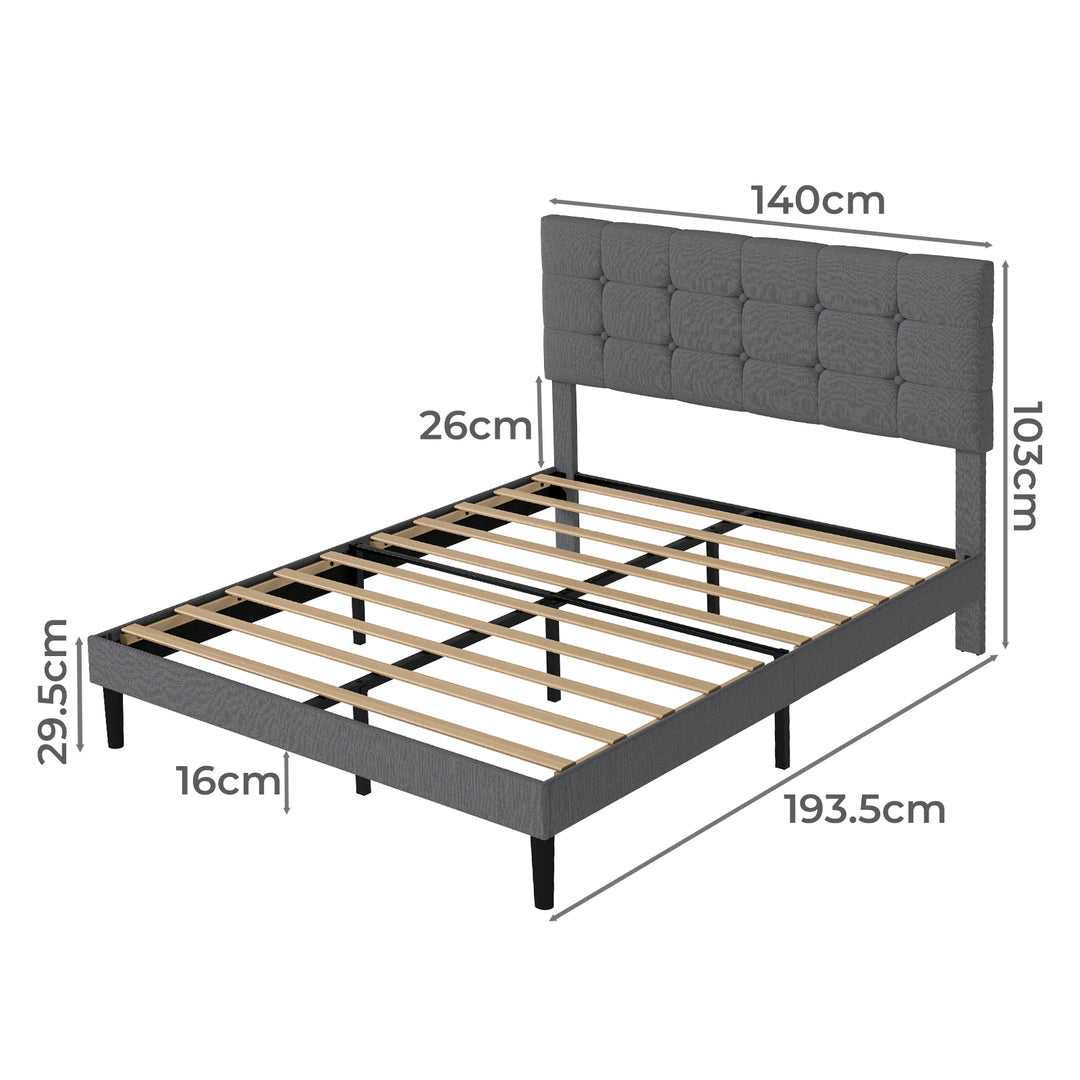 Bed Frame Upholstered Soft Headboard Bedroom Mattress Sturdy Base