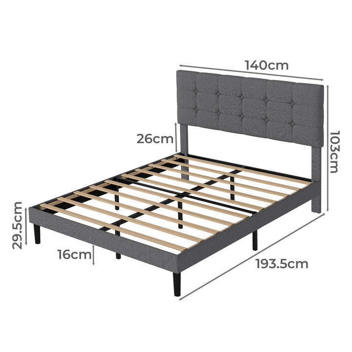 Bed Frame Upholstered Soft Headboard Bedroom Mattress Sturdy Base