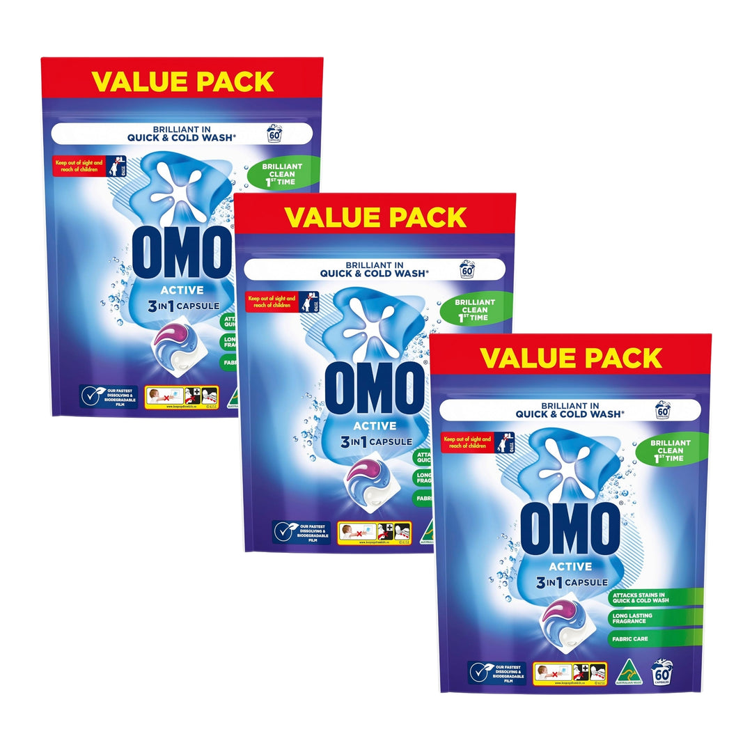 Omo 3 in 1 Active x 180 Laundry Capsules
