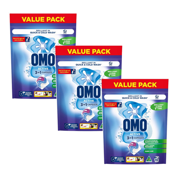 Omo 3 in 1 Active x 180 Laundry Capsules