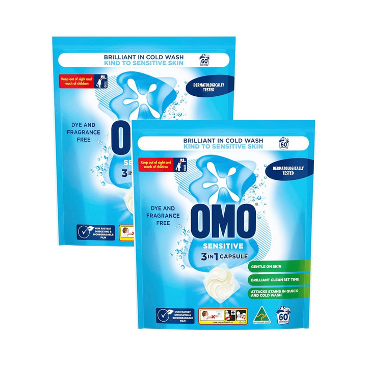 OMO 3in1 Sensitive Fragrance Free x 60 Laundry Capsules
