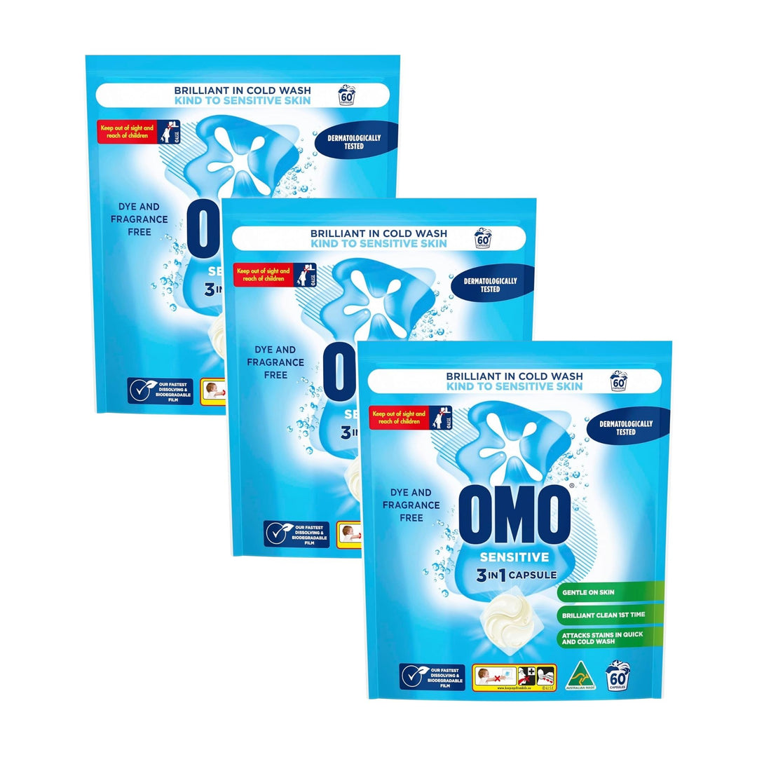 OMO 3in1 Sensitive Fragrance Free x 60 Laundry Capsules