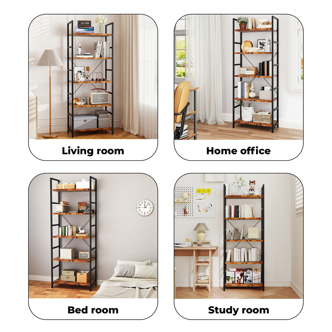 5 Tier Open Bookshelf Display Storage Unit