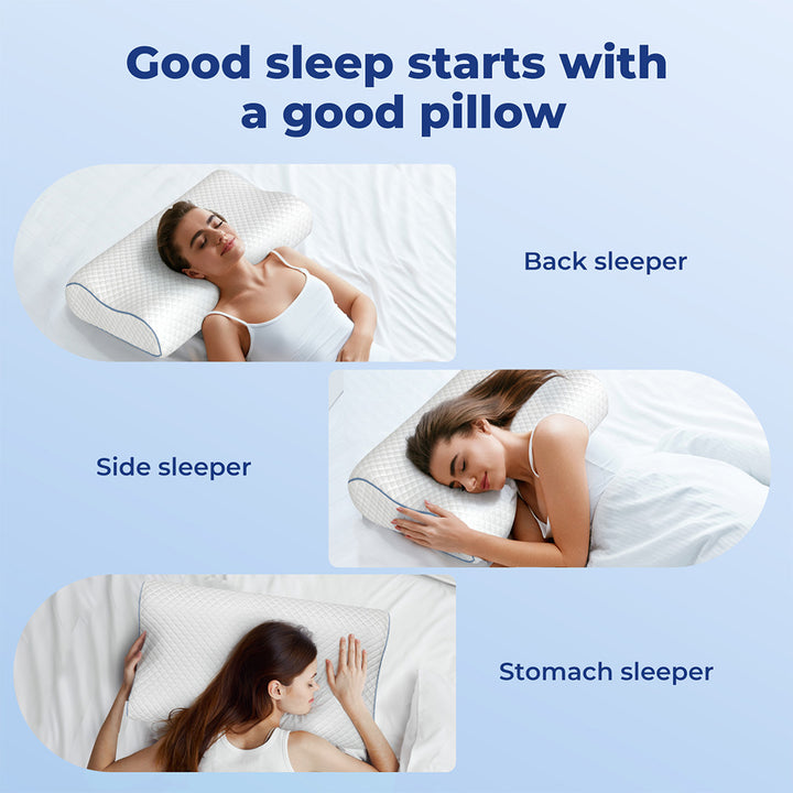 Dreamz Memory Foam Pillow White High-Density Neck Shoulder Support Pain Slow