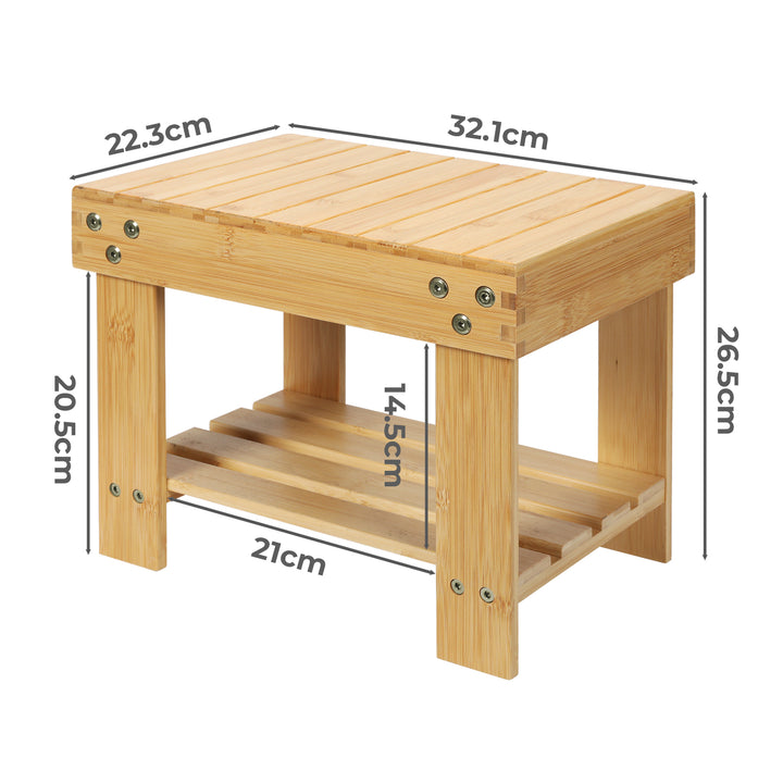 Bamboo Step Stool Small Bedside Stool Non-Slip Footrest Storage Chair.