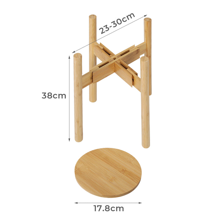 Bamboo Adjustable Plant Stand Indoor Outdoor Modern Display Stand Rack.