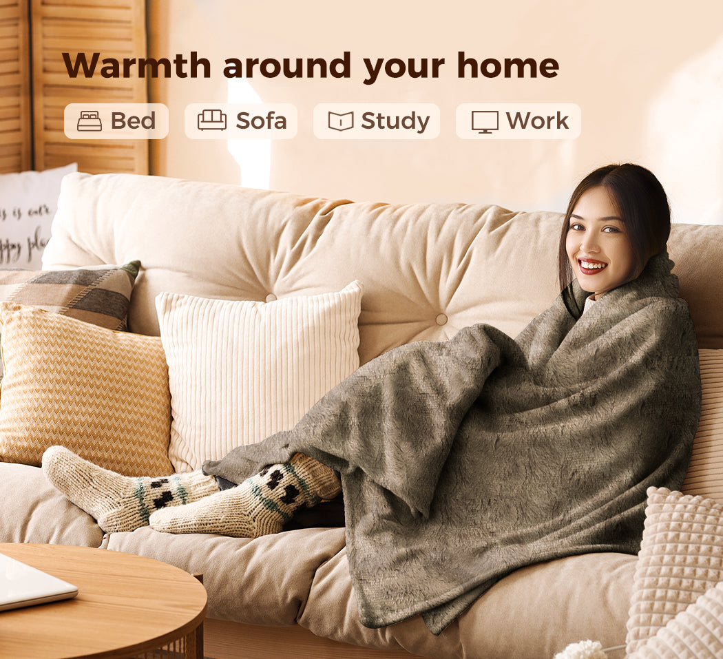 Electric Throw Blanket Heated Plush Winter Comfort – Levede