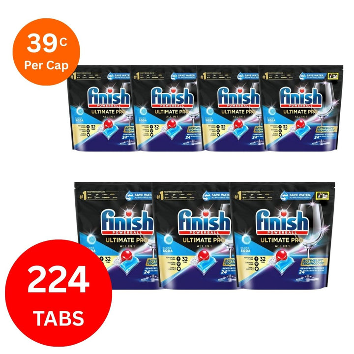Finish Ultimate Pro 39c/Tab x 224 Baking Soda Dishwasher Tablets.