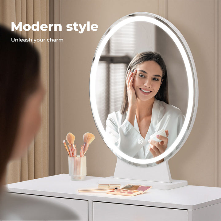 Levede Dressing Table LED Light Strip Makeup Mirror Stool Set Vanity Desk White