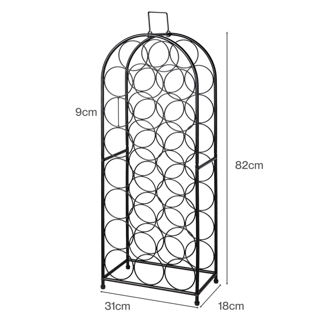 Levede 23 Bottle Wine Rack Kitchen Home Floor Storage Organiser Metal Black