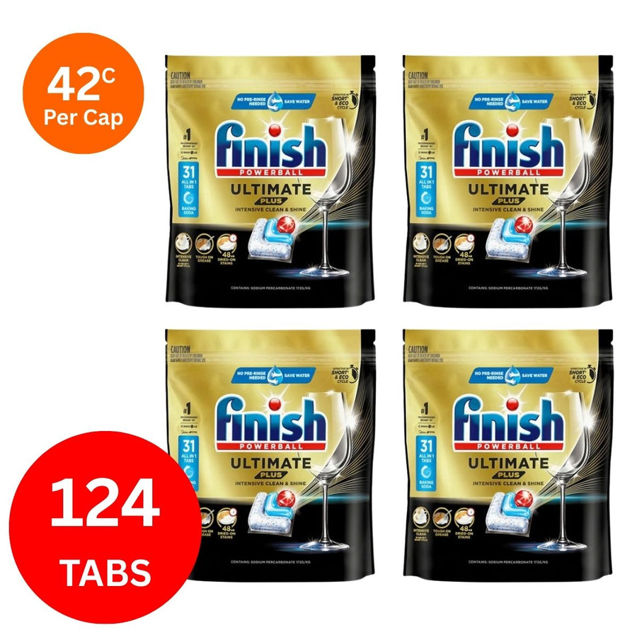 Finish Ultimate Plus x 124 Baking Soda Dishwasher Tablets.