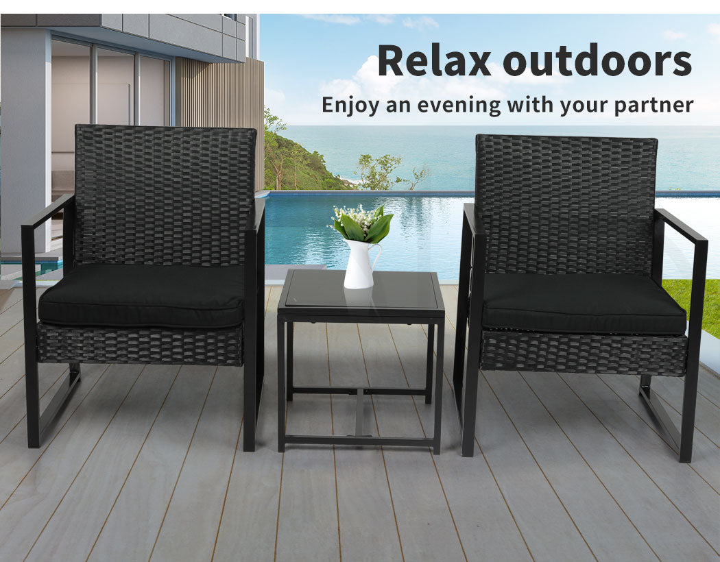 Levede 3 Pcs Outdoor Furniture Set Chair - Levede